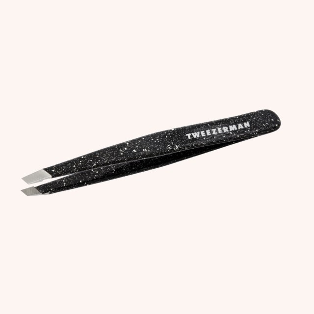 Slant Tweezer Leopard Print Sparkling Black