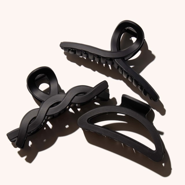 Medium Elegant Claw Hair Clips 3 Pack Black