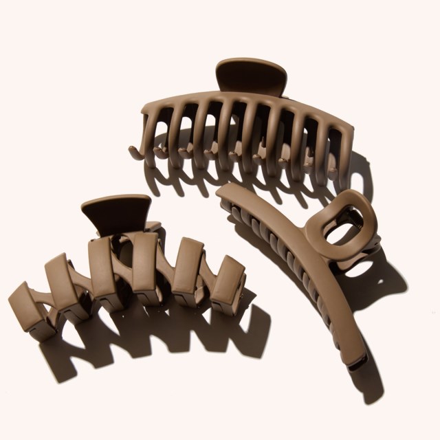 Medium Bold Claw Hair Clips 3 Pack Coffee
