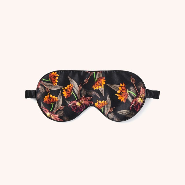 Sleeping Mask 100% Mulberry Silk Black Hibiscus