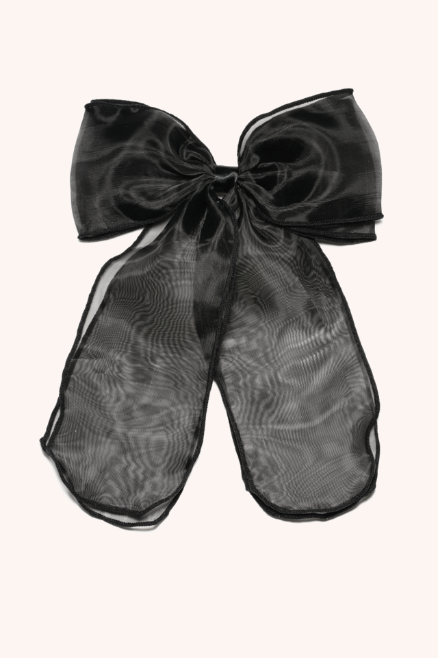 Sheer Satin Bow Black Sheer Satin Bow Black
