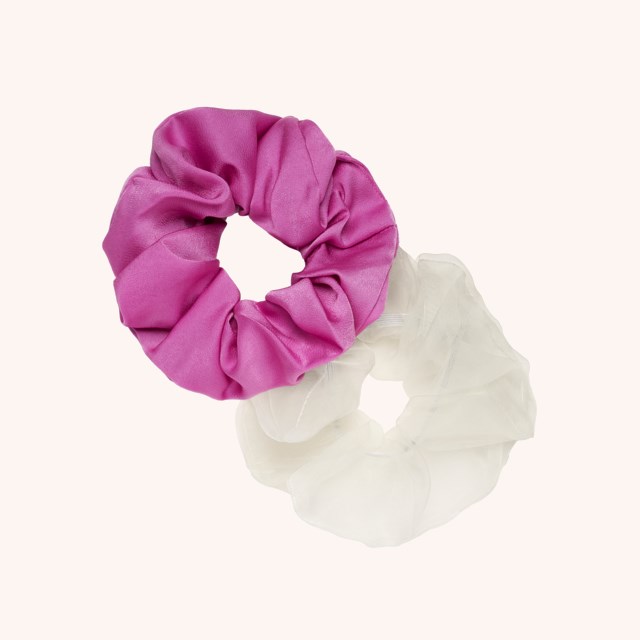 Large Hair Scrunchies 2-set Pink/White