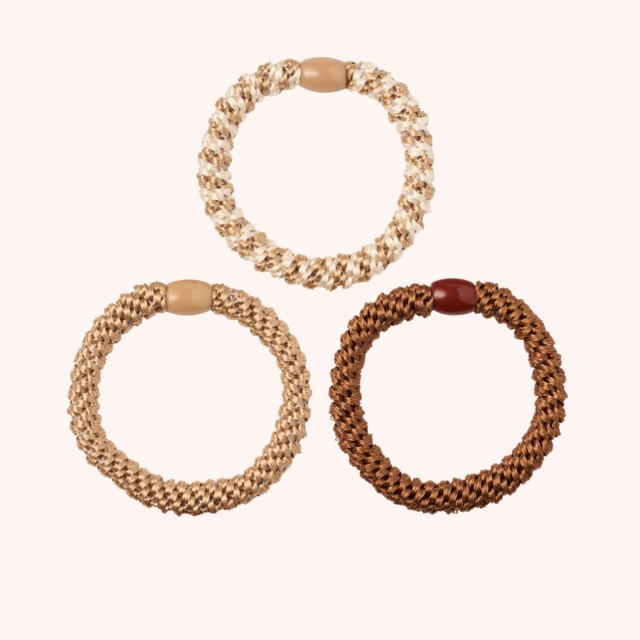 Woven Hair Ties 3-pack Brown